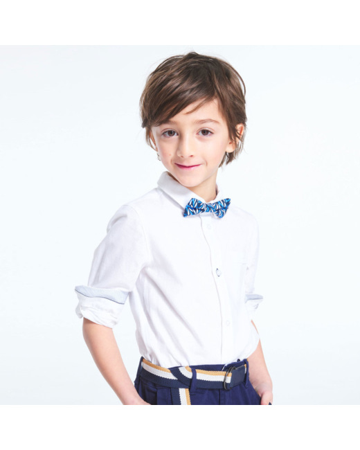 Chemise unie en lin blanche garçon