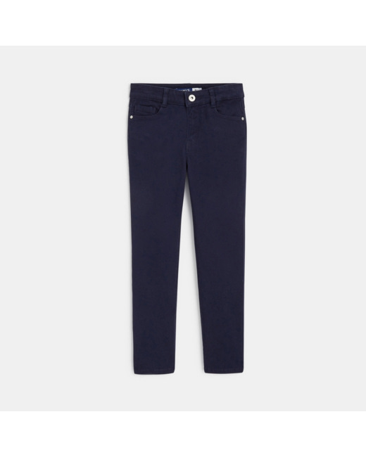 Pantalon toile slim uni bleu fille