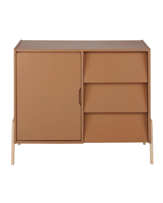 Commode double compatible plan à langer 1 porte 3 tiroirs
