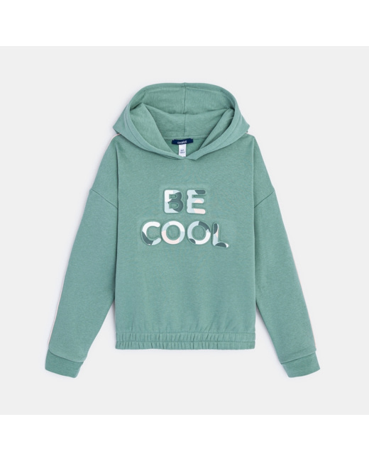 Sweat-shirt à capuche "Be Cool" vert fille