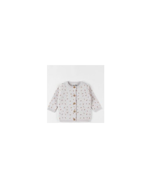 Cardigan imprimé végétal en tricot bio fin
