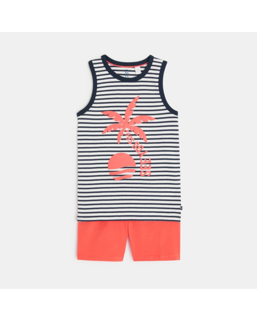 Pyjama d'été 2 pièces en jersey orange garçon