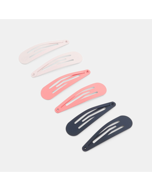 Barrettes clic-clac en métal uni (lot de 6) rose fille