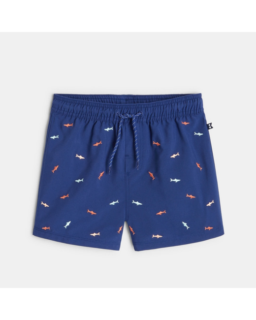 Short de bain brodé bleu garçon