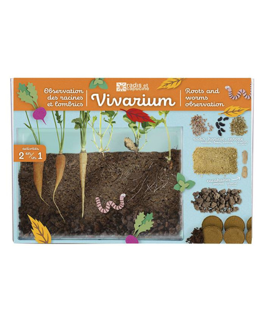 Vivarium observation racines et vers de terre