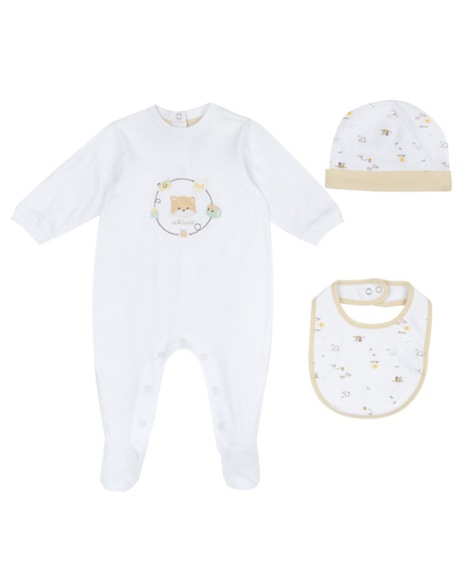 Coffret Cadeau avec Grenouillère, Bonnet Et Bavoir
