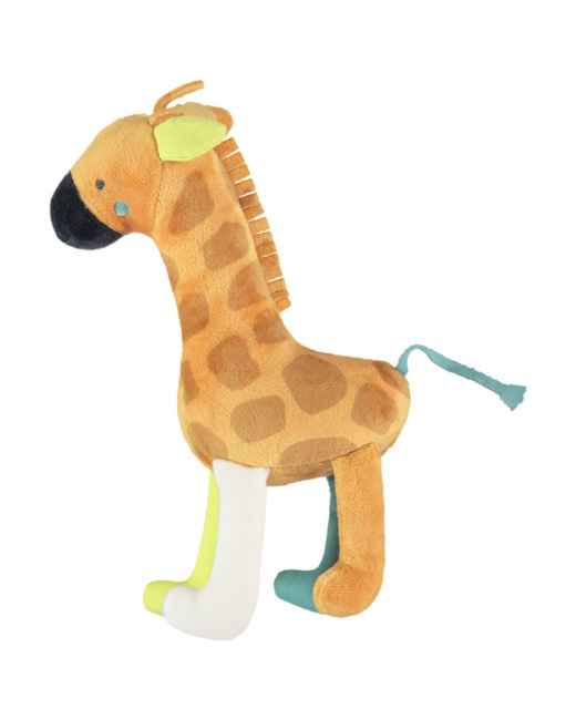Peluche girafe en velours à pattes contrastées