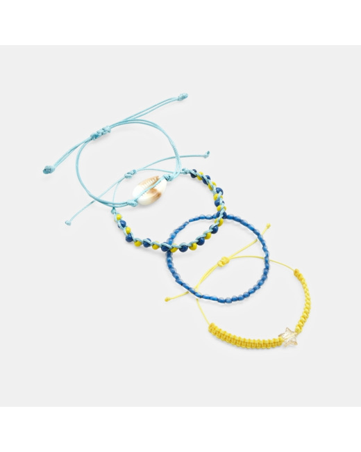 Bracelets tressés et perles fantaisie jaune fille