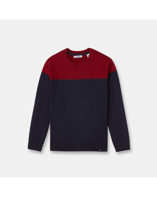 Pull bicolore bleu garçon