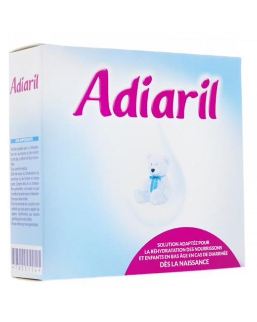 Solution pour la réhydratation des nourrissons et enfants Adiaril 