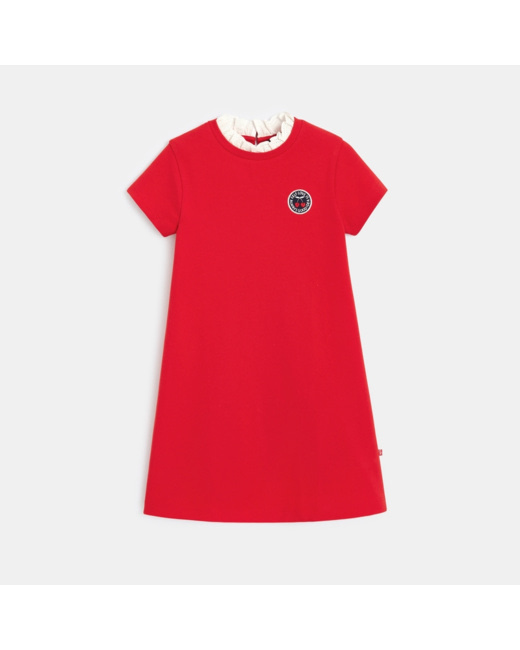 Robe à col collerette rouge fille