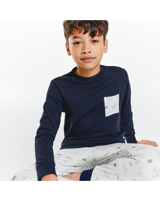 Pyjama 2 pièces en jersey gris garçon