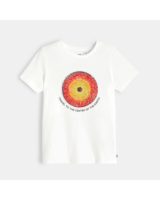 T-shirt manches courtes à sequins magiques beige garçon