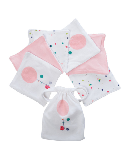 Lot de 6 lingettes lavables en coton Happy Days