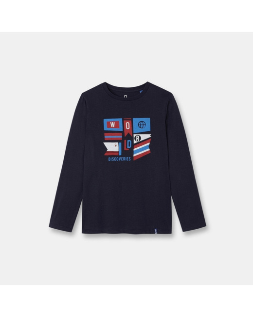 T-shirt manches longues bleu garçon