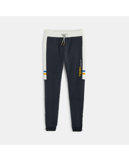 Pantalon jogging molleton bicolore gris garçon