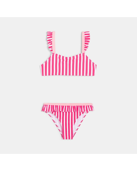 Maillot de bain 2 pièces rose fille