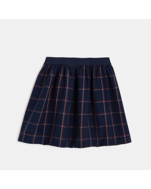 Jupe évasée à carreaux rouge fille
