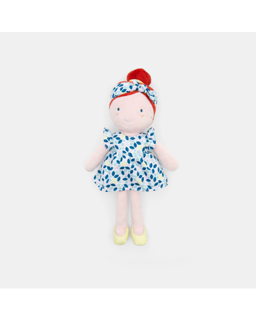 Poupée souple velours robe citrons bébé fille
