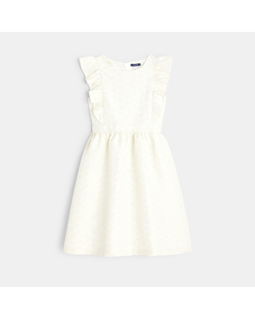 Robe à emmanchures volantées blanche fille