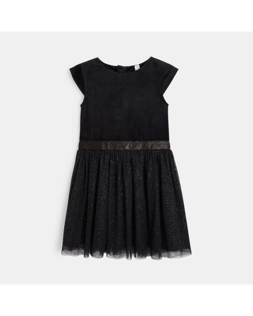 Robe en velours maille pailletée noire fille