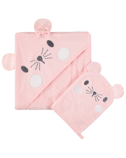 Cape de bain et gant de toilette Souris