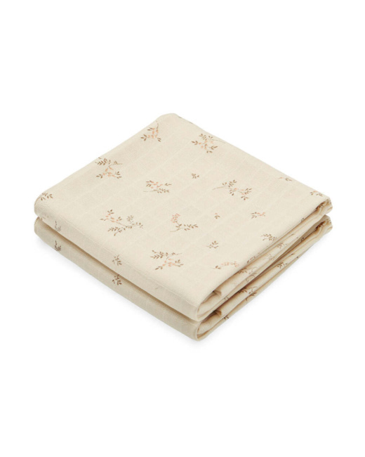 Langes en mousseline, imprimés, set de 2 - GOTS