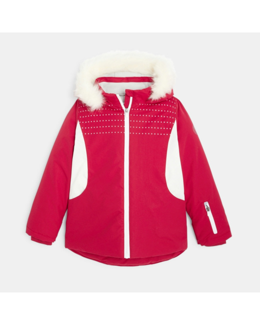 Blouson de ski à capuche rose fille