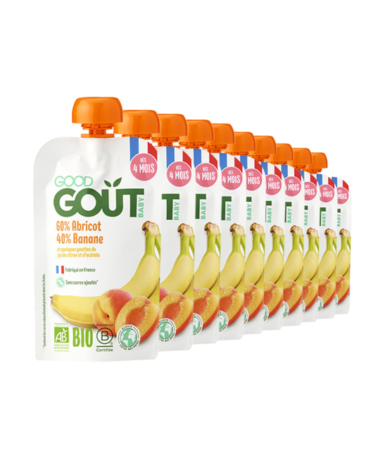 Pack de 10 gourdes Abricots Bananes Bio