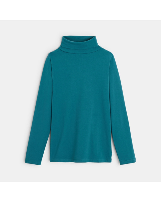 T-shirt col roulé manches longues turquoise garçon