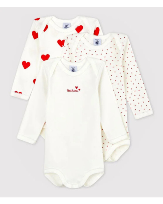 Lot de 3 bodies manches longues Coeurs