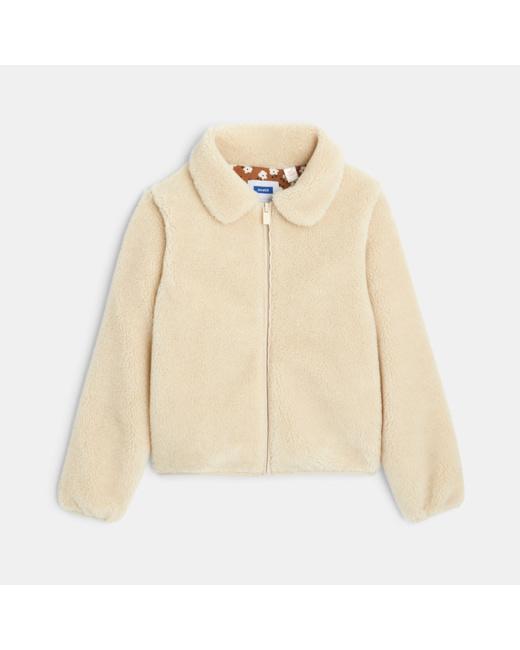 Blouson en fausse fourrure unie blanc fille