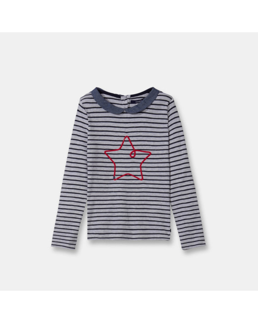 T-shirt col Claudine bleu fille
