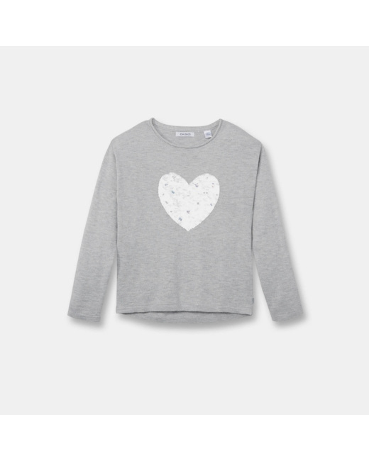 Pull à message gris fille