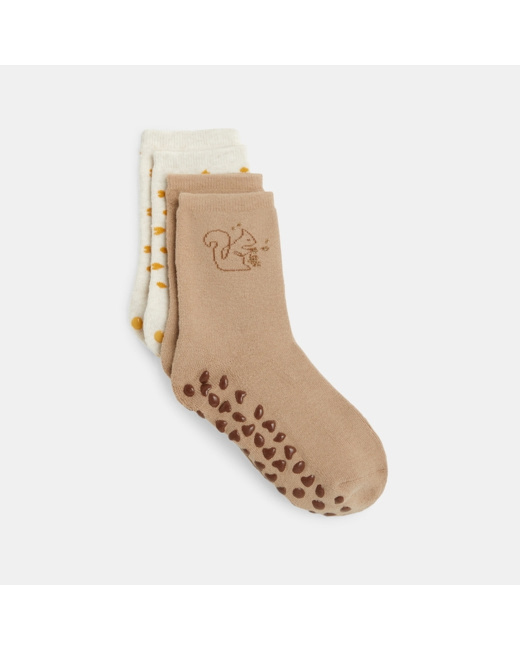 Chaussettes anti-glisse (lot de 2) beige fille