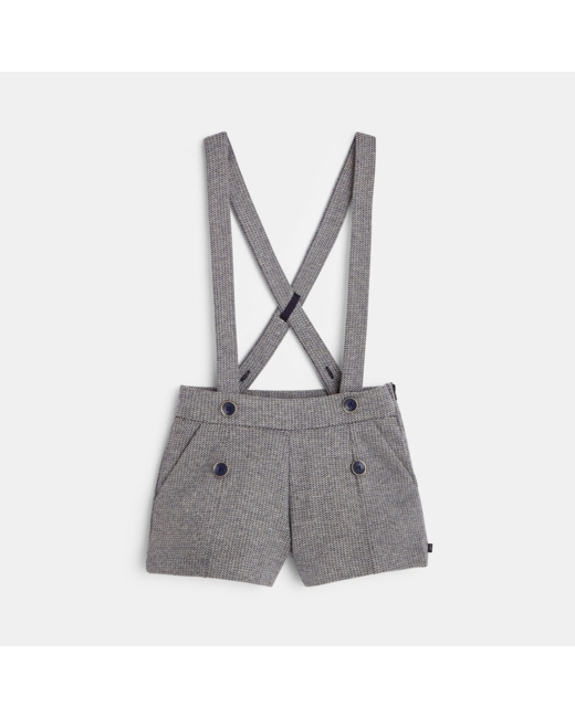 Short chevron à bretelles bleu fille