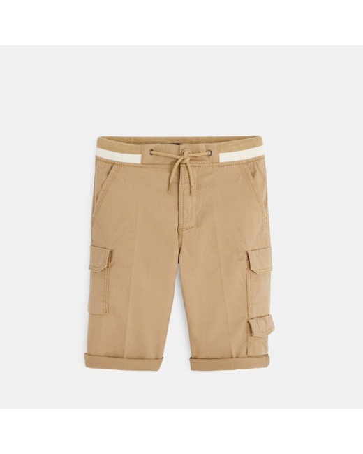 Bermuda cargo coupe slim beige garçon