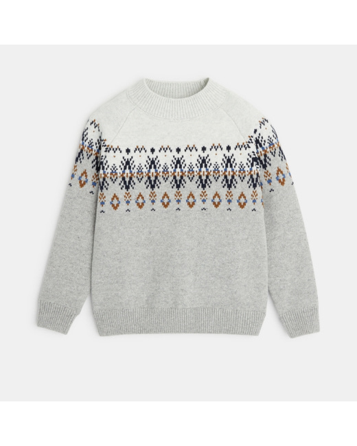 Pull en jacquard scandinave gris garçon