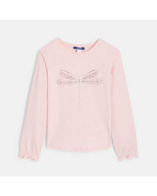 T-shirt à motif pailleté rose fille