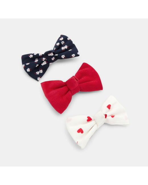 Barrettes nœuds papillon imprimés (lot de 3) bleu fille