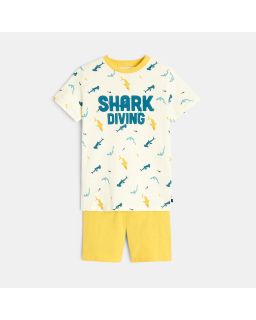 Pyjama short en jersey 2 pièces jaune garçon