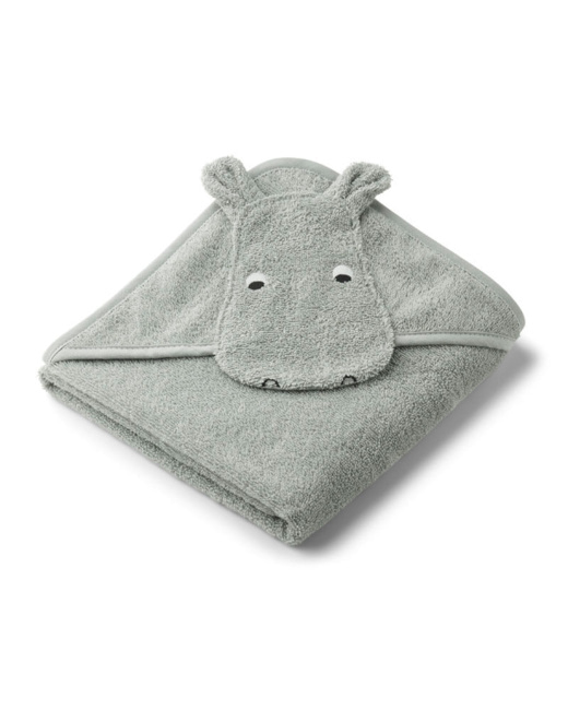 Serviette bébé à capuche Albert - Hippo dove blue