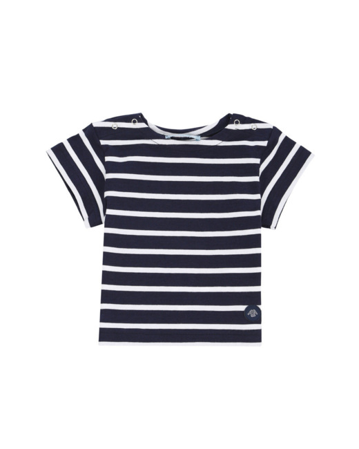 Marinière "Hoëdic" Baby - coton léger - Navire/Blanc