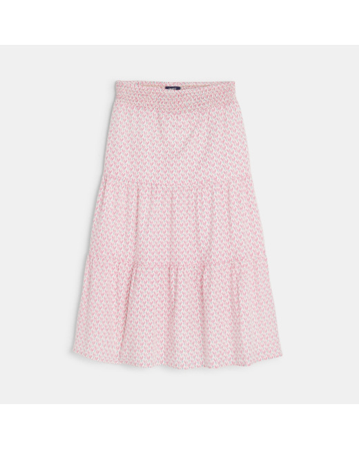 Longue jupe imprimée rose fille