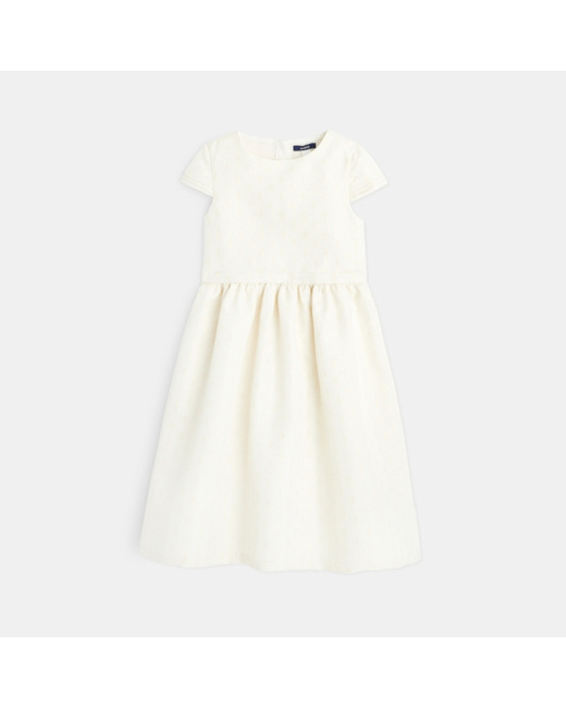 Robe habillée en tissu jacquard blanche fille
