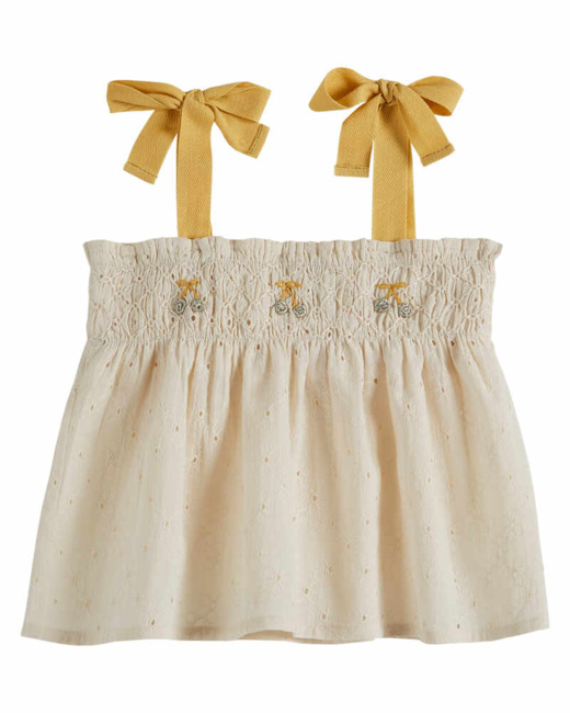 Top smocké broderie anglaise Chantilly