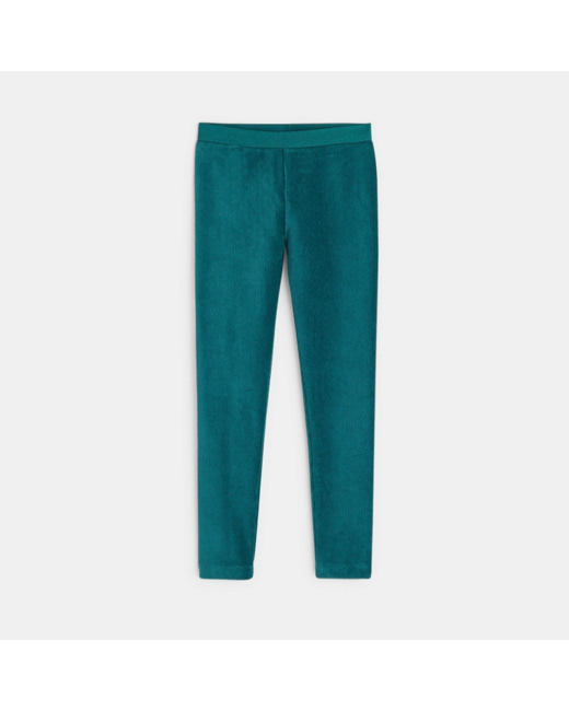 Leggings en velours côtélé vert fille