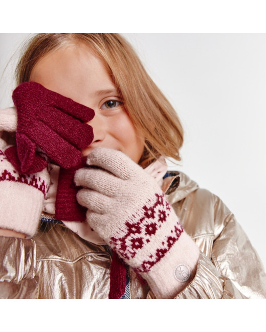 Gants en tricot (lot de 2 paires différentes) rose fille