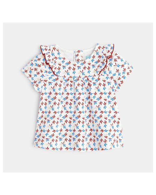 Blouse coton gaufré motif floral