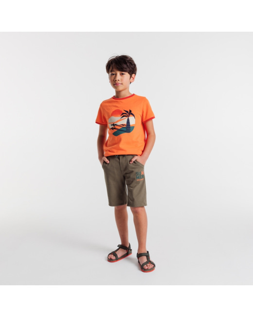 T-shirt maille piquée à motif orange garçon